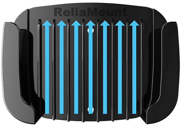 Ventilation channels allow cooling airflow